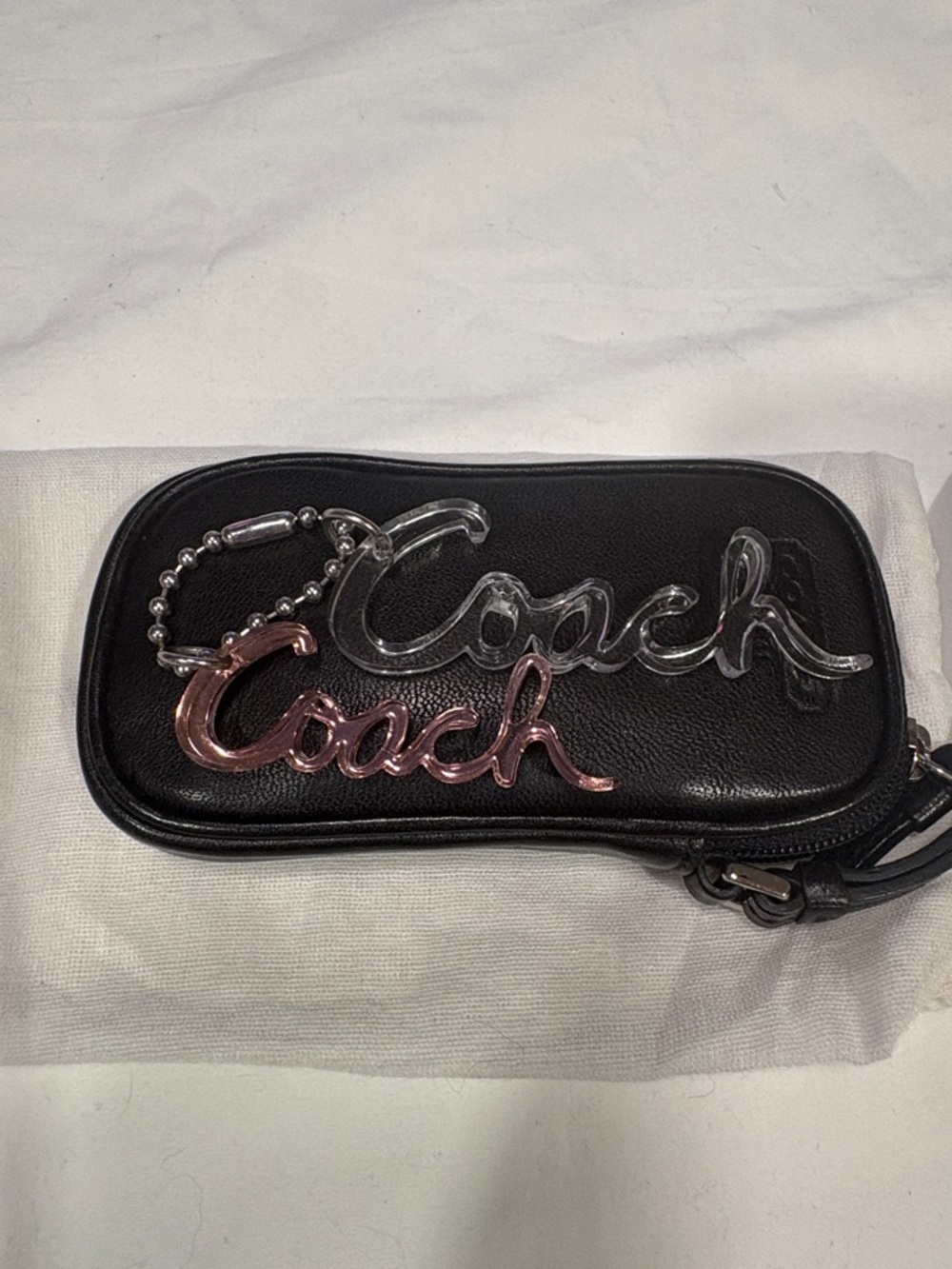 Coach Clear and mirrored pink Script Cursive Bag Hangtags